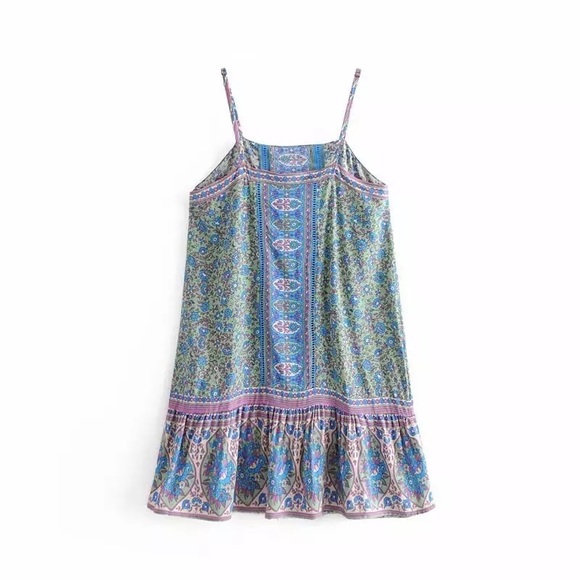 NEW BOHO GYPSY JASMINE JADE STRAPPY MINI DRESS - Picture 4 of 6